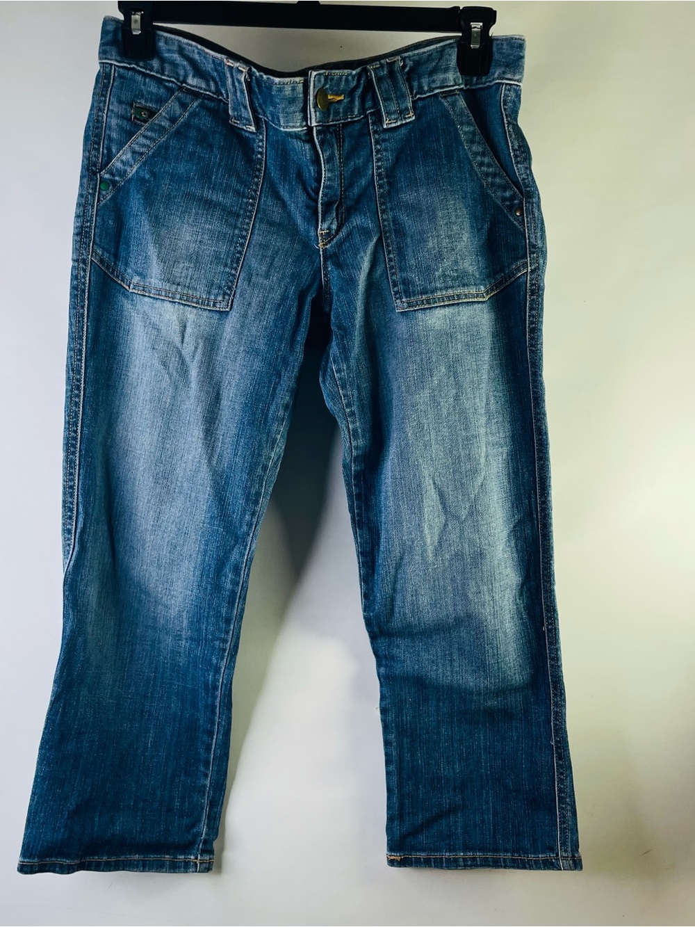 W Gap Cropped Jeans Prominant Front Utility Patch Pockets Size 6